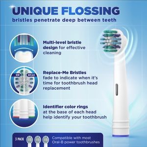 Equate easyflex flossing replacement toothbrush heads, 3 count. 2 pack